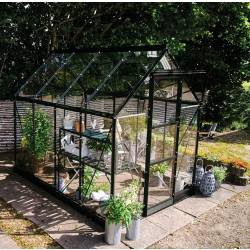 HALLS szklarnia ogrodowa ICON 6 (4,9 m2; 1,93 x 2,55 m) czarna, szkło hartowane + baza